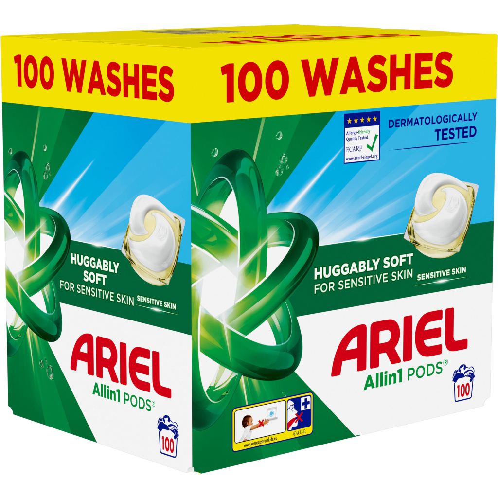 Капсули для прання Ariel Pods All-in-1 Sensitive Skin Для чутливої шкіри 100 шт. (8700216765619) - изображение 2