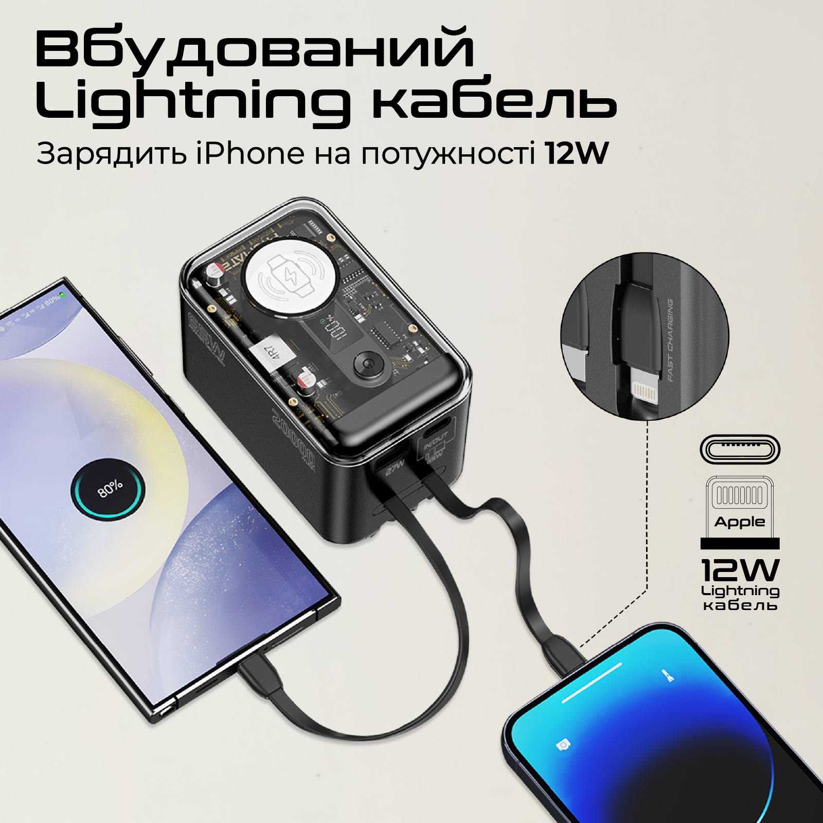 Універсальна мобільна батарея Promate Mavrix-20 20000mAh 65W Black - изображение 5