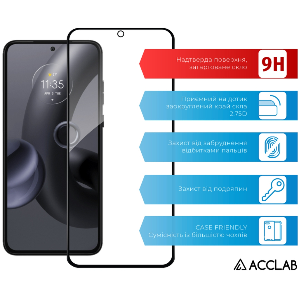 Скло захисне ACCLAB Full Glue MOTO EDGE 30 Neo Black (1283126546679) - зображення 3
