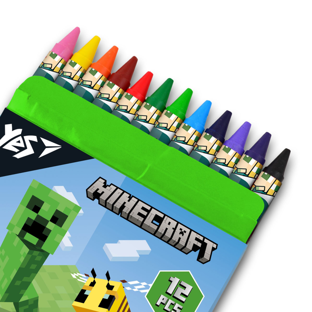 Олівці кольорові Yes Minecraft воскові 12 шт (590142) - зображення 3
