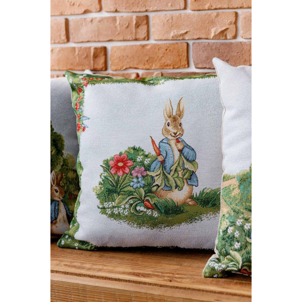 Наволочка Прованс гобеленова декоративна Заєць з морквою Галявина 45х45 см (034242) - зображення 3