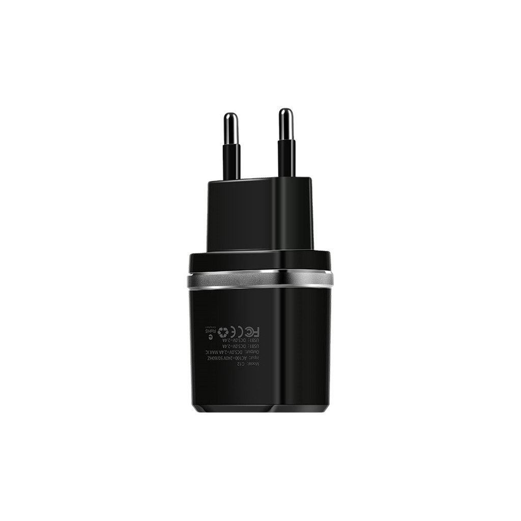 Зарядний пристрій HOCO C12 Smart dual USB (Micro cable)charger set Black (6957531064114) - зображення 2