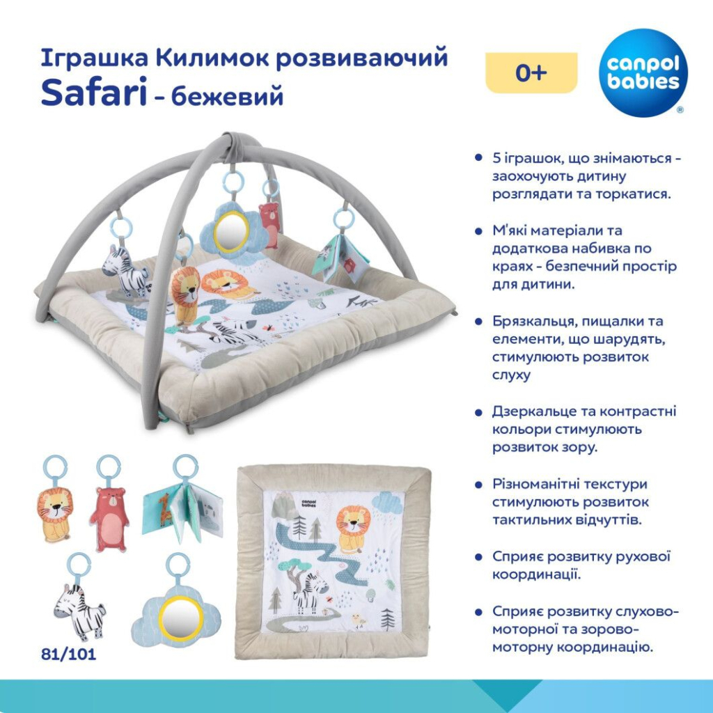 Дитячий килимок Canpol 0 Safari - бежевий (81/101) - зображення 2