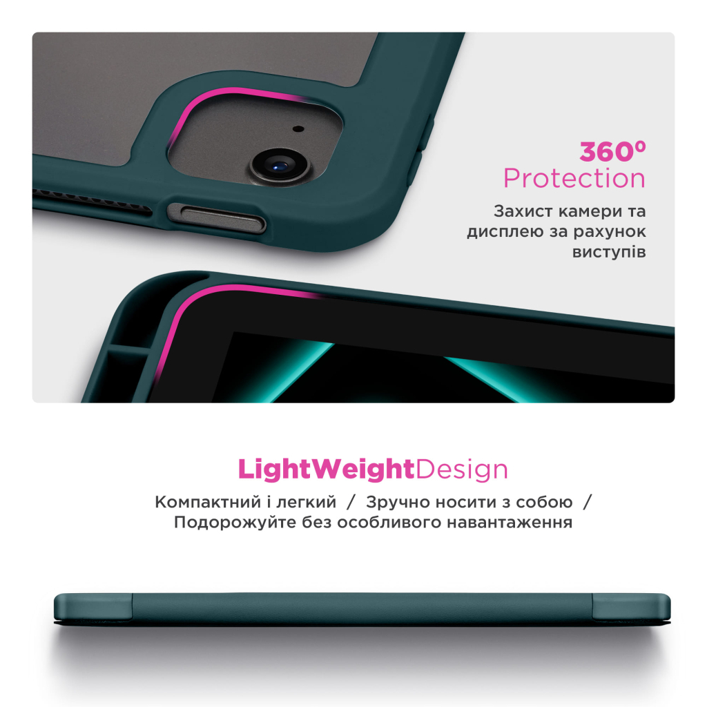 Чохол до планшета Armorstandart Y-Type PEN Samsung Galaxy Tab S9 / S9 FE / S10 FE Pine Green (ARM85521) - зображення 6