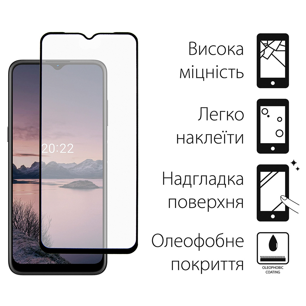 Скло захисне Dengos Full Glue Nokia G21 black frame (TGFG-236) - зображення 2