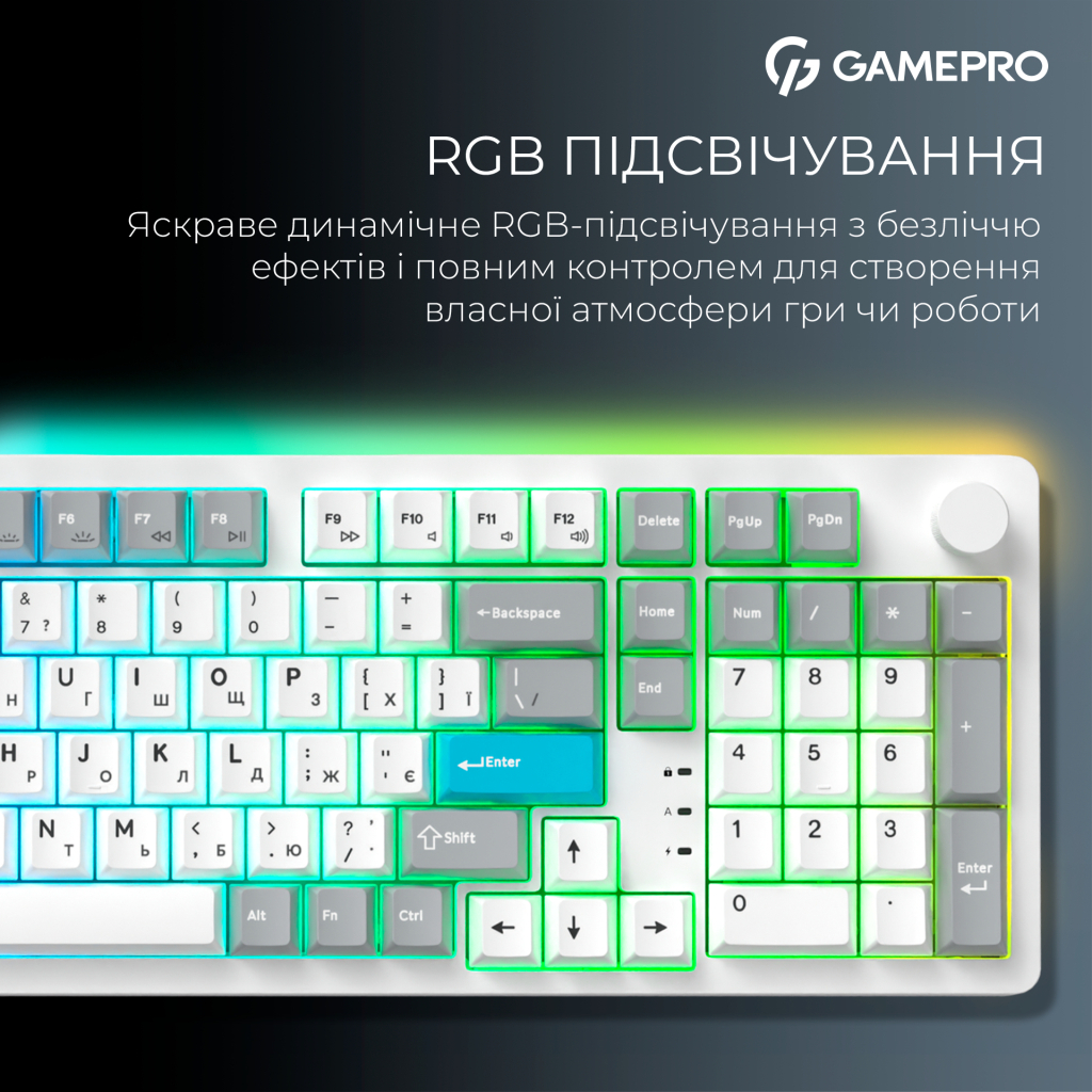 Клавіатура GamePro Asgard Drakkar Keychron Super Red Switch Wireless/Bluetooth/USB UA White (MK305WH) - изображение 16