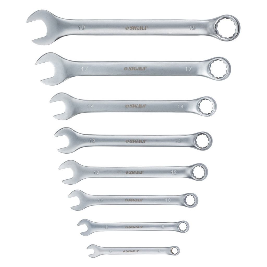 Ключ Sigma набір ріжково-накидних 8шт 6-19мм CrV satine (6010111) - зображення 2