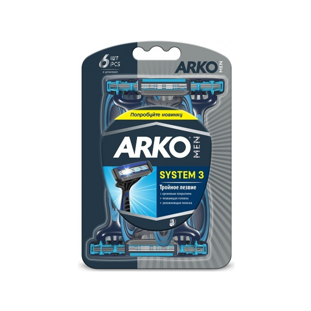 Бритва ARKO T3 System потрійне лезо 6 шт. (8690506422417) - зображення 1