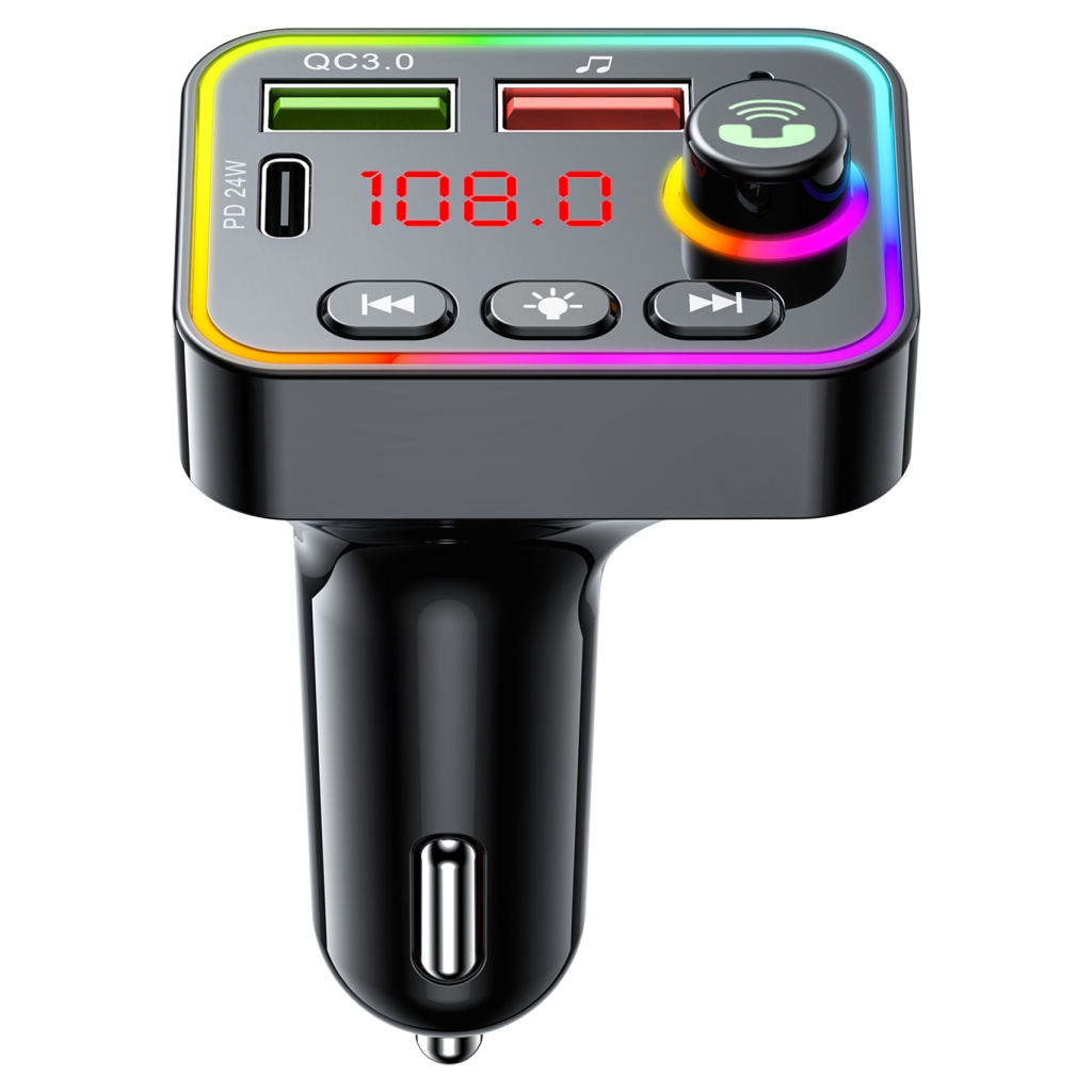 FM модулятор Havit HV-FM819BT USB-A+USB-C PD24W RGB Black (HV-FM819BT) - зображення 4