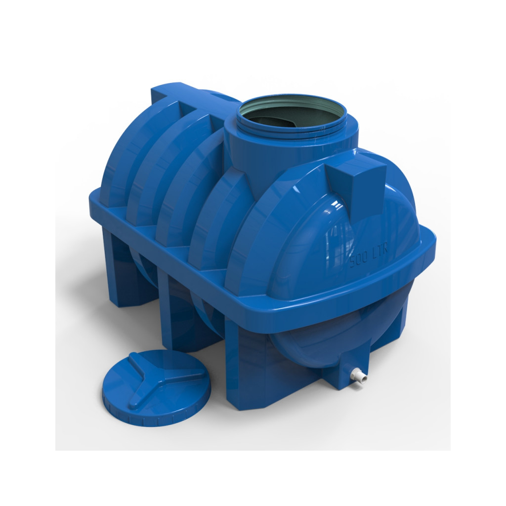 Ємність для води Євро Пласт горизонтальна харчова 500 л ребро синя (1447) - зображення 3