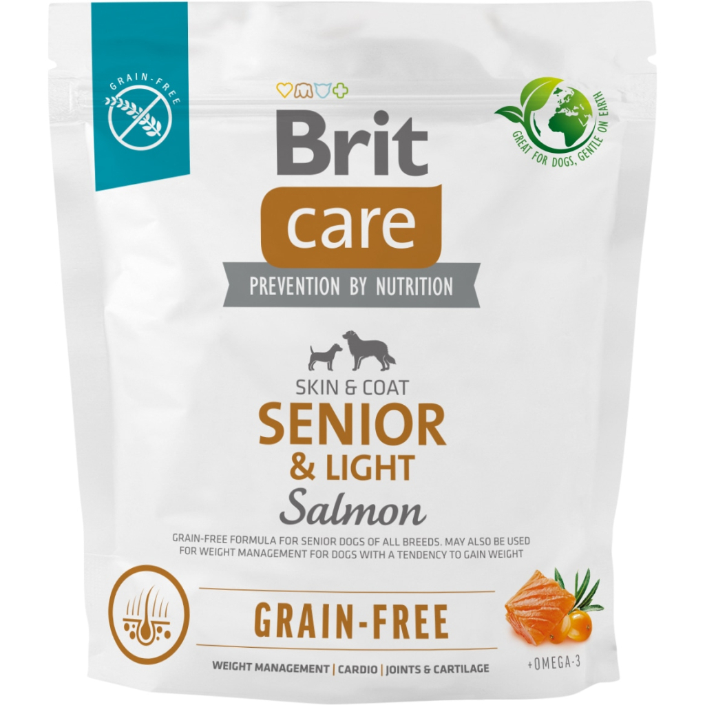 Сухий корм для собак Brit Care Dog Grain-free Senior&Light з лососем 1 кг (8595602558940) - зображення 1