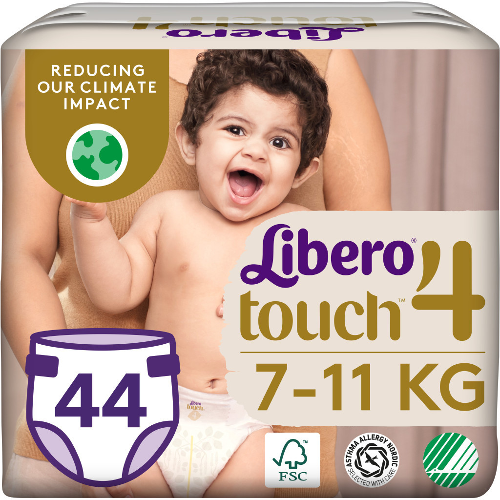 Підгузки Libero Touch Розмір 4 (7-11 кг) 44 шт (7322541750217) - зображення 1