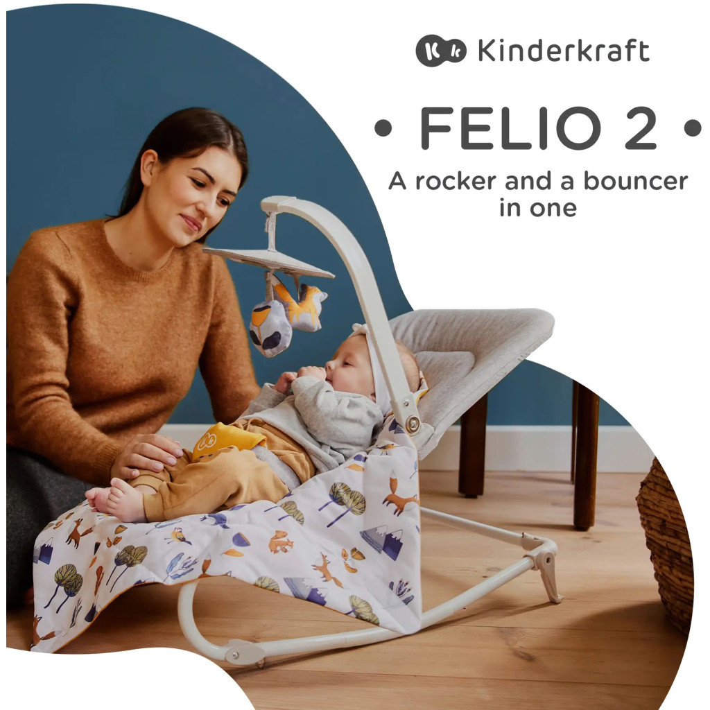 Крісло-гойдалка Kinderkraft Felio 2 Stone Grey (5902533921119) - зображення 5