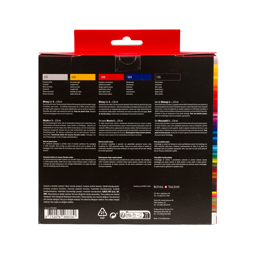 Акрилові фарби Royal Talens Amsterdam Standard Mixing Set 5 x 120 мл (8712079468330) - изображение 2