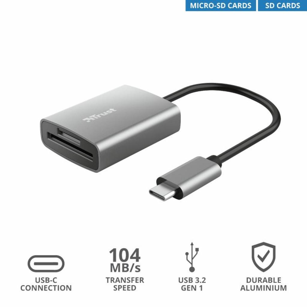 Зчитувач флеш-карт Trust DALYX FAST USB-C ALUMINIUM (24136_TRUST) - изображение 9