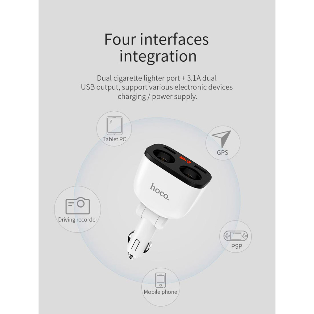 Зарядний пристрій HOCO HOCO Z28 Power ocean 2xUSB + display White (6957531091967) - зображення 11