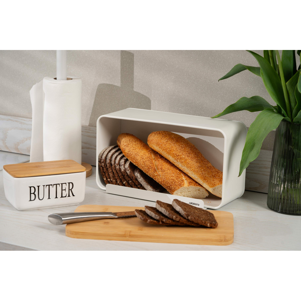 Хлібниця Ardesto Midori 33х13х18см, метал, бамбук, білий (AR0914WB) - зображення 2