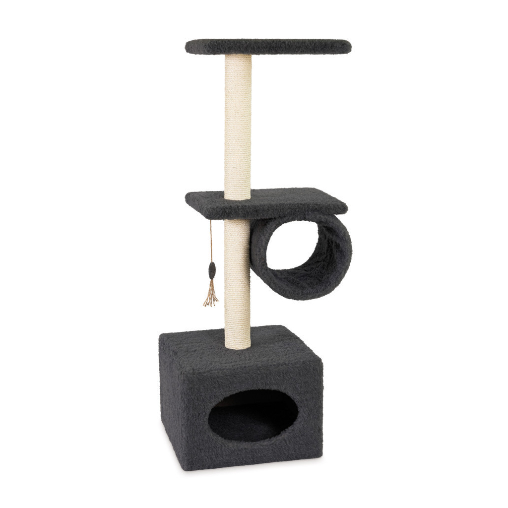 Дряпка (кігтеточка) для котів Природа Саванна з барабаном 38x38x90 см сіра (4823082442638) - зображення 4