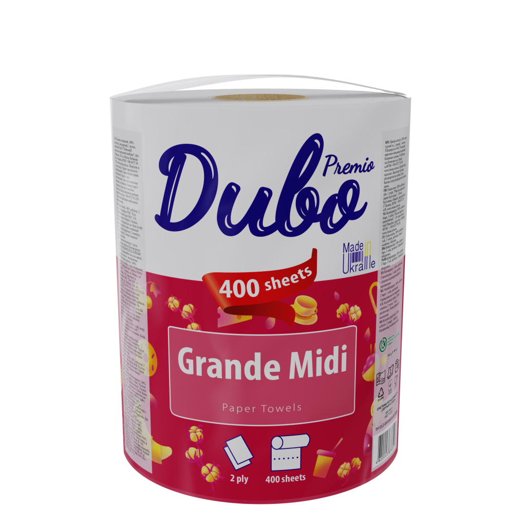 Паперові рушники Диво Premio Grande Midi 2 шари 400 відривів 1 рулон (4820003838518) - зображення 1