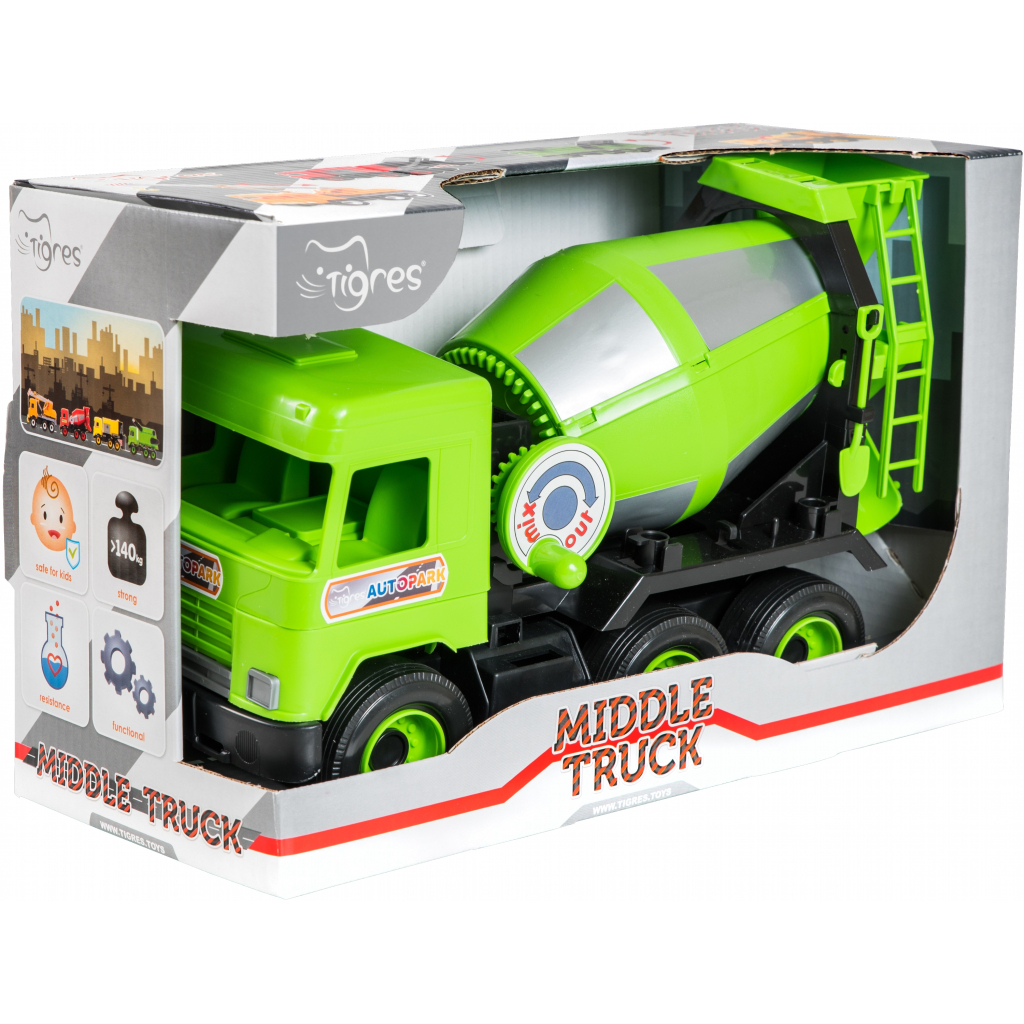 Спецтехніка Tigres Авто "Middle truck" бетонозмішувач (св. зелений) в коробці (39485) - зображення 2
