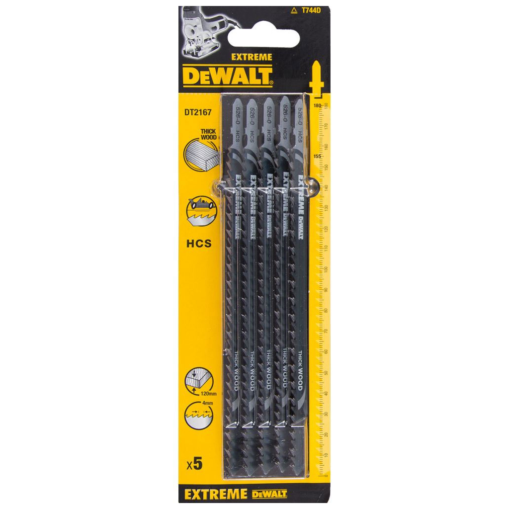 Полотно DeWALT для електролобзика, по деревині, грубий, L=180, WL=155, 4 мм, 5 шт (DT2167) - зображення 1