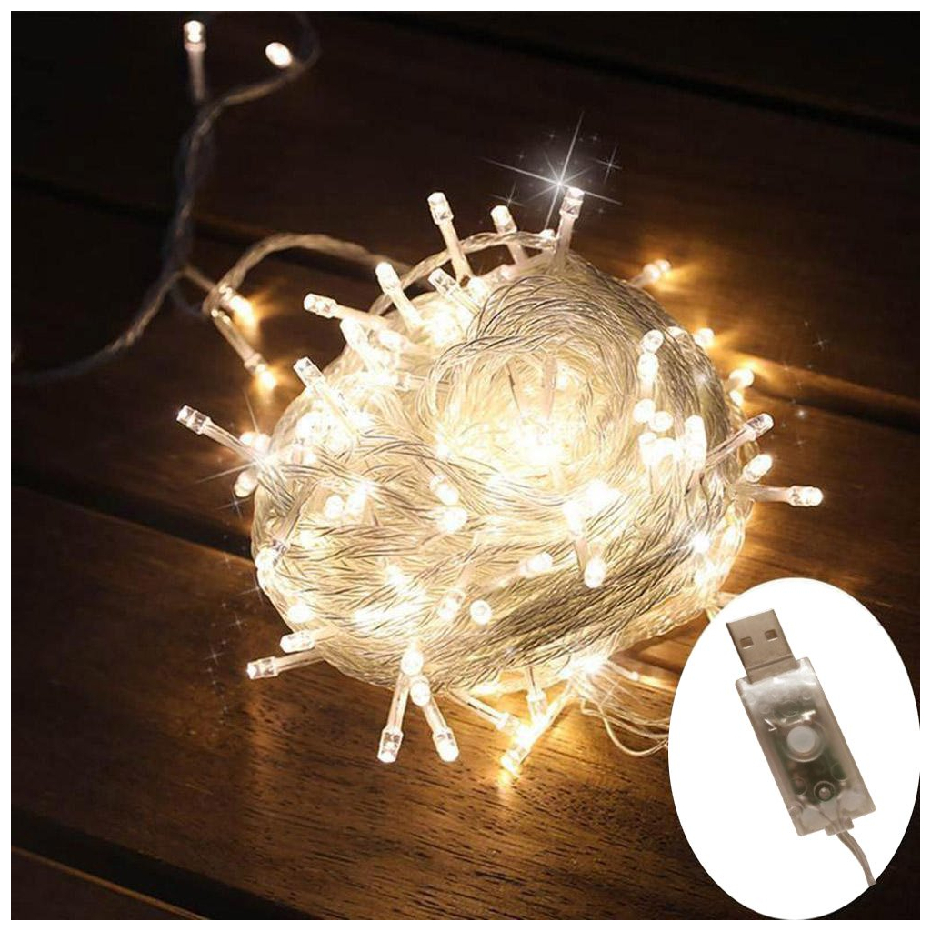 Гірлянда ColorWay LED 100 10м (8 функцій) теплий колір USB (CW-G-100L10U) - зображення 2