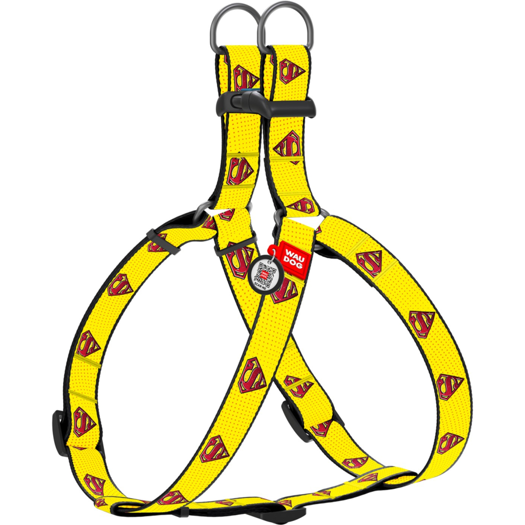 Шлея для собак WAUDOG Nylon з QR паспортом анатомічна "Супермен 2" XS (0710-2014) - зображення 1