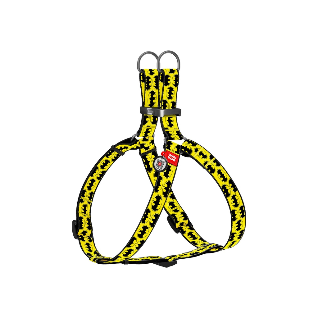 Шлея для собак WAUDOG Nylon з QR паспортом анатомічна "Бетмен Лого" M (0720-2001) - зображення 1