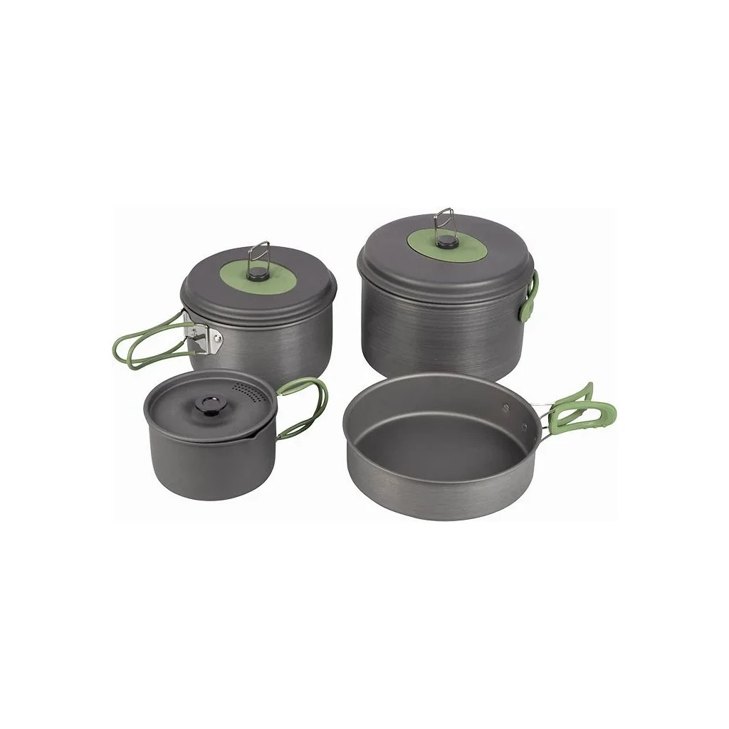 Набір туристичного посуду Bo-Camp Explorer 4 Pieces 21 Hard Anodized Grey/Green (2200241) - изображение 1