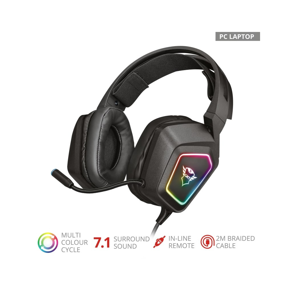 Навушники Trust GXT 450 Blizz RGB 7.1 Surround Gaming Headset RGB BLACK (23191) - зображення 7