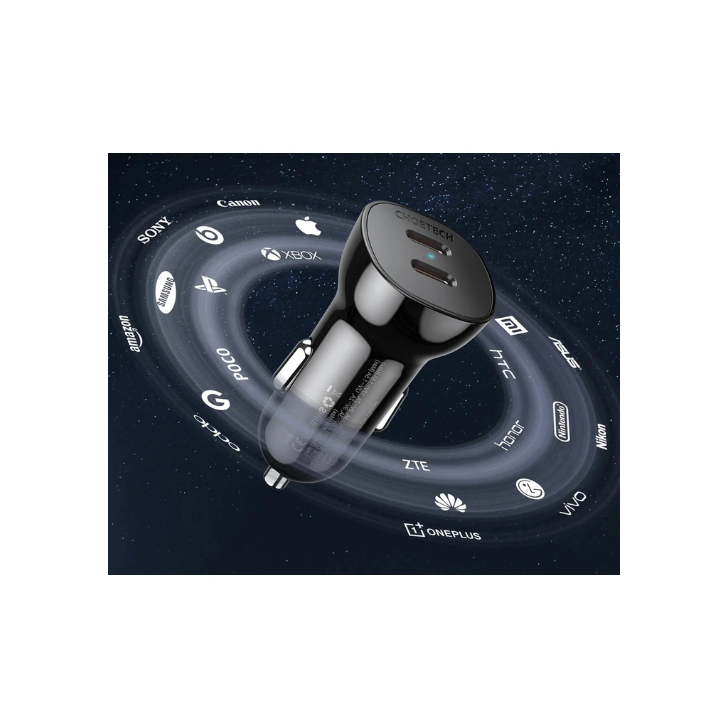 Зарядний пристрій Choetech 2xUSB 40W (2xUSB-C) PD3.0 20W (TC0008-V2-BK) - зображення 4