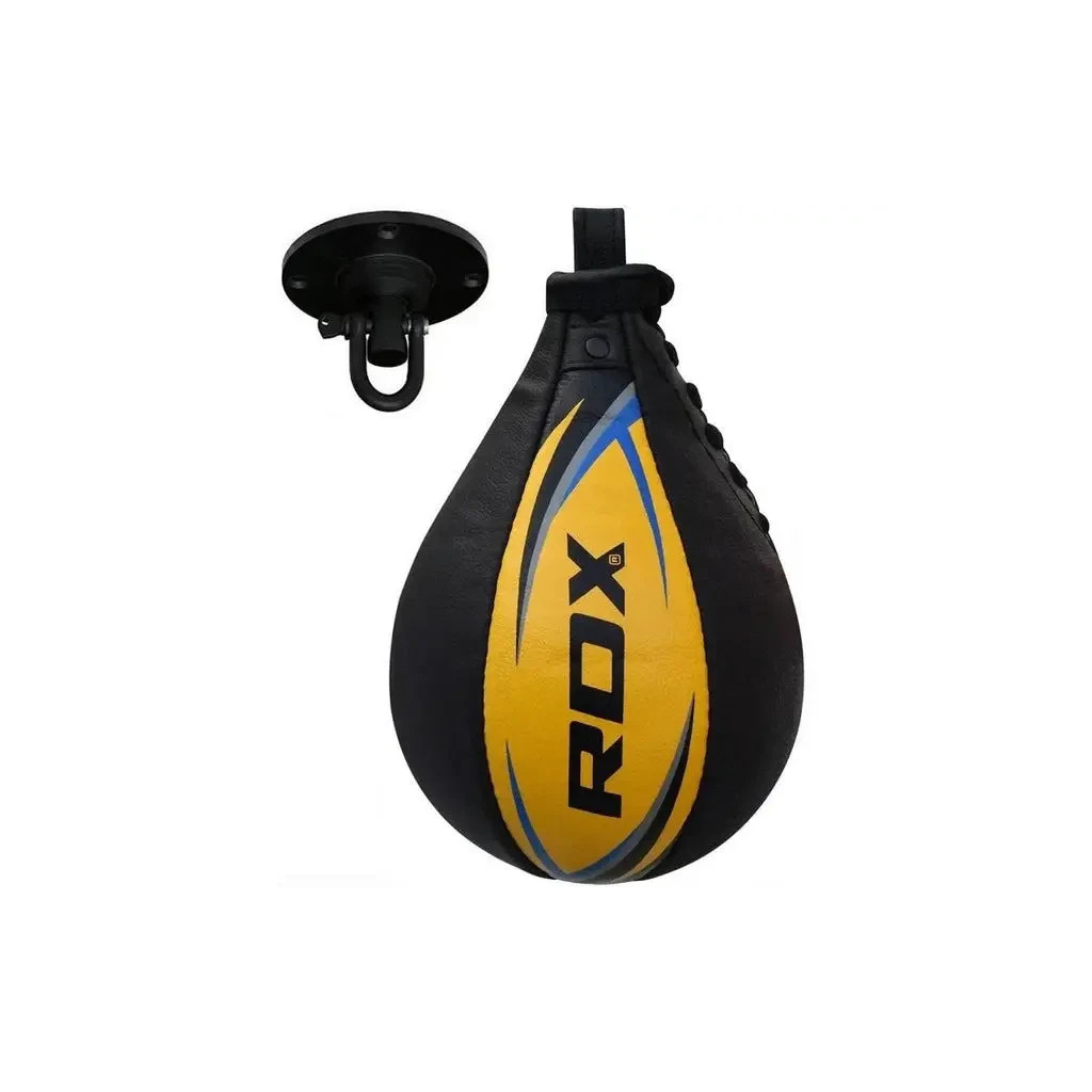 Груша боксерська RDX 2Y Boxing Speed Ball Leather Multi Yellow/Blue (2SBL-S2YU) - зображення 1