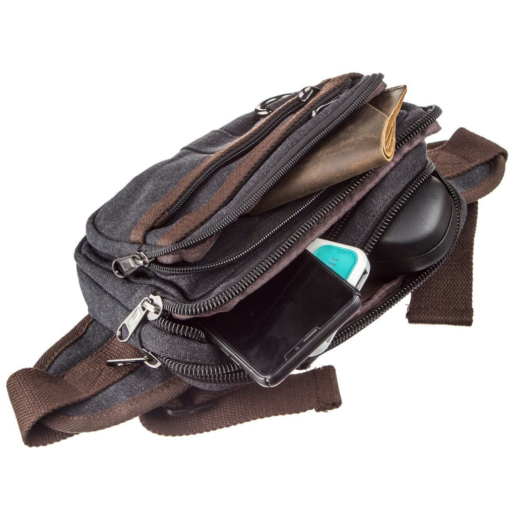 Сумка Vintage Бананка текстильна на пояс Чорна (20159) - зображення 5