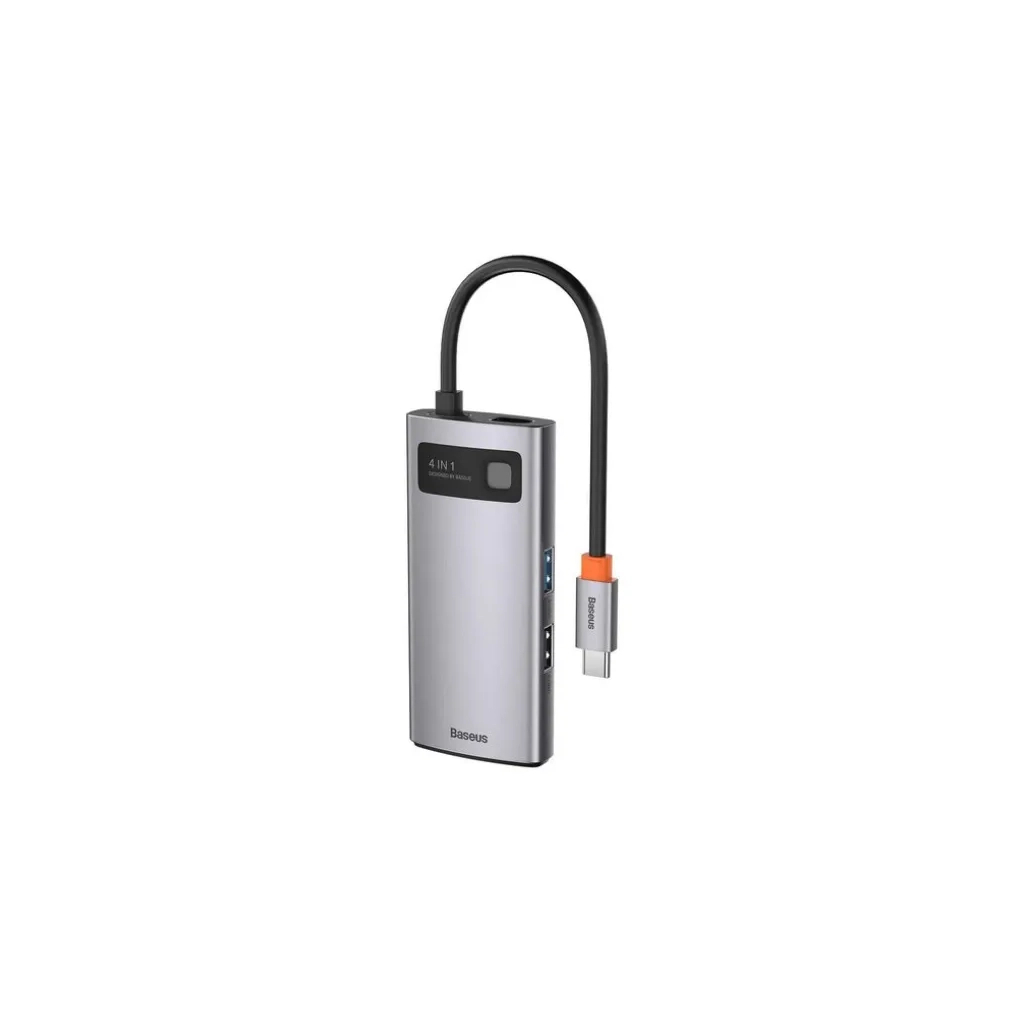 Концентратор Baseus USB-C 4-in-1 3xUSB 3.0 + RJ45 1000Mbps gray (WKWG070113) - зображення 1