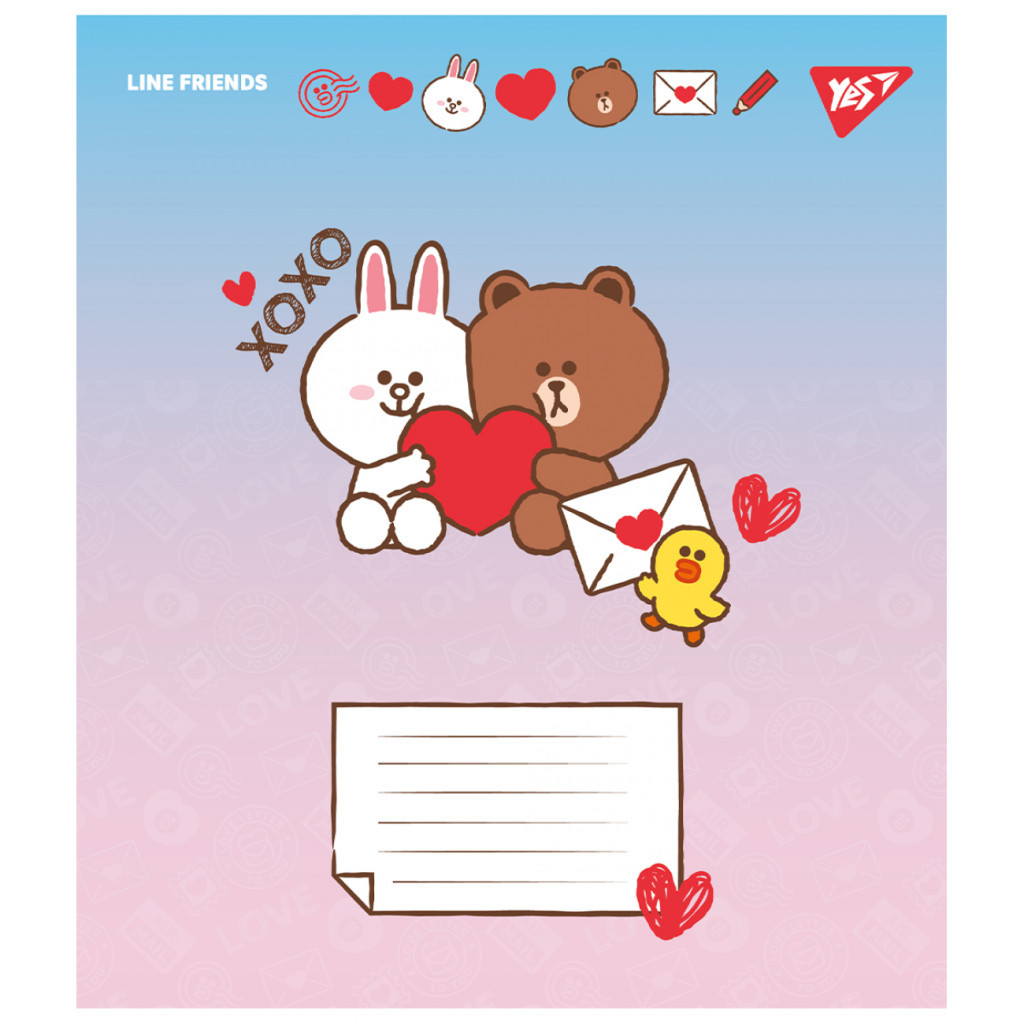 Зошит Yes Line Friends. Love letter 12 аркушів коса лінія (766934) - зображення 6