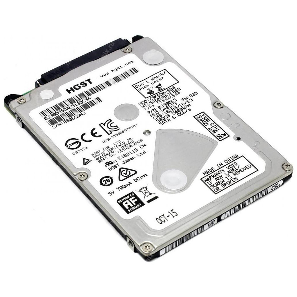 Жорсткий диск для ноутбука 2.5" 500GB WDC Hitachi HGST (#0J38065 / HTS545050A7E680-FR#) - зображення 1