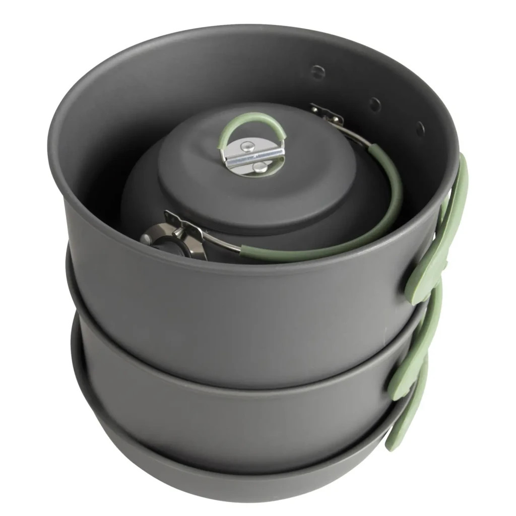 Набір туристичного посуду Bo-Camp Explorer XL Hard Anodized 4 предмети Сірий/Зелений (2200249) - зображення 10