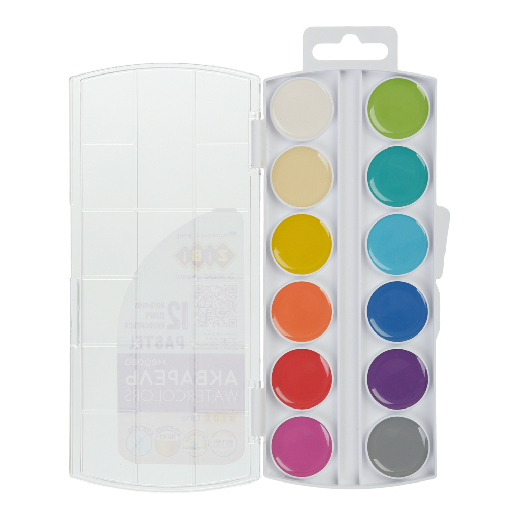 Акварельні фарби ZiBi KIDS Line Pastel 12 кольорів (ZB.6592) - зображення 2