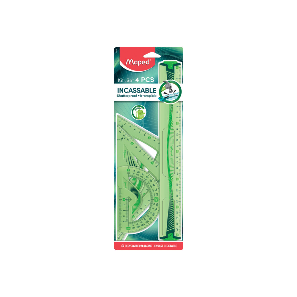Лінійка Maped набір UNBREAKABLE MAXI 30см. (4 предмети), блістер (MP.244304) - зображення 1