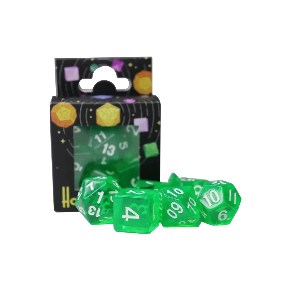 Набір кубиків для настільних ігор Games 7 Days Transparent 7 Dice Set - Green (g7dtran05) - изображение 4
