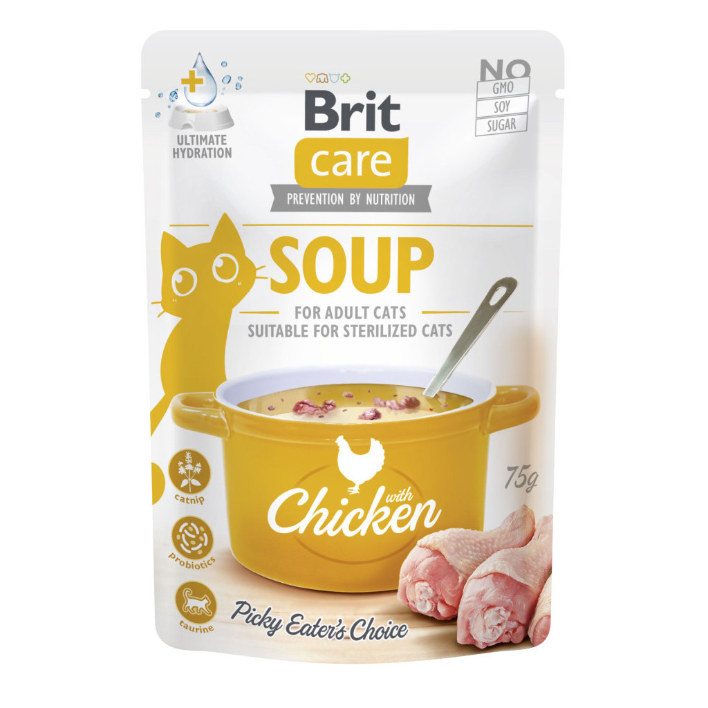 Вологий корм для кішок Brit Care Soup with Chicken з куркою 75 г (8595602569175) - зображення 1