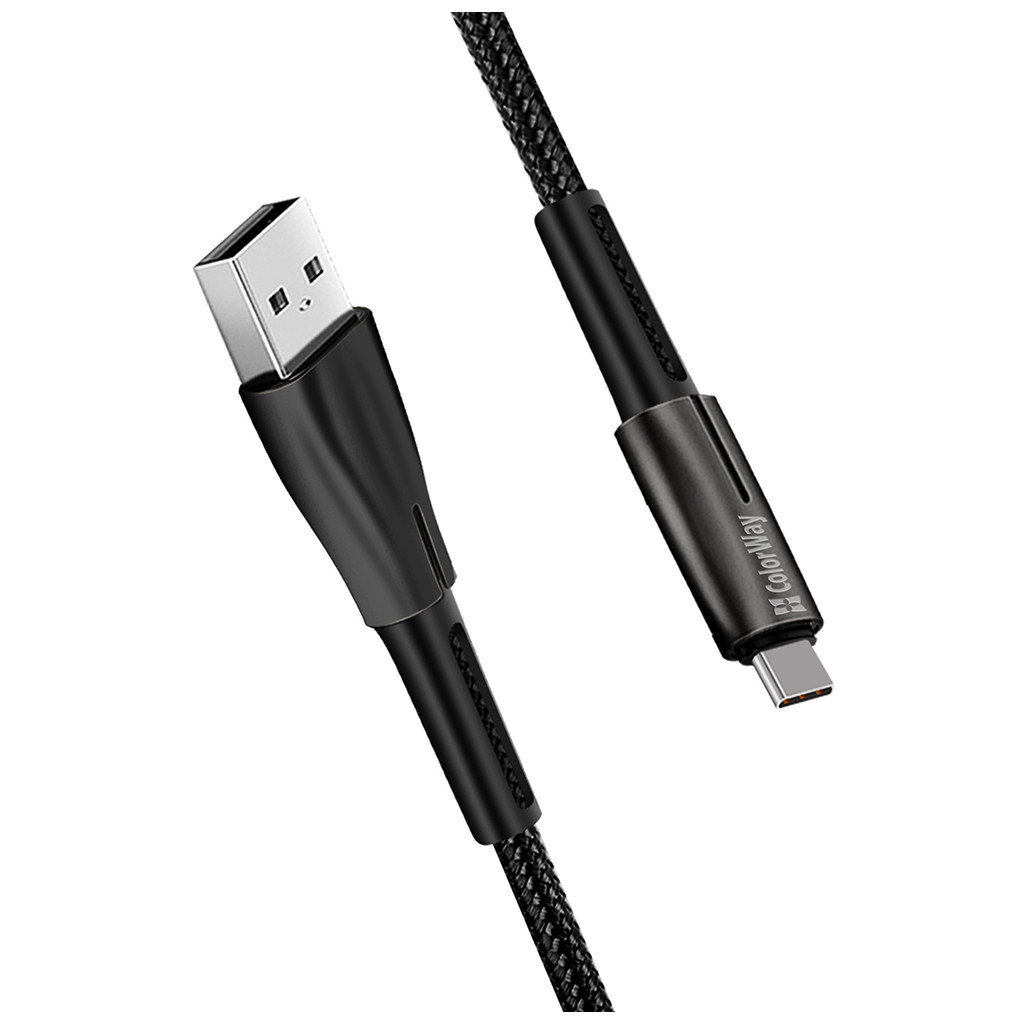 Дата кабель USB 2.0 AM to USB-C 1.0m zinc alloy + led black ColorWay (CW-CBUC035-BK) - зображення 5