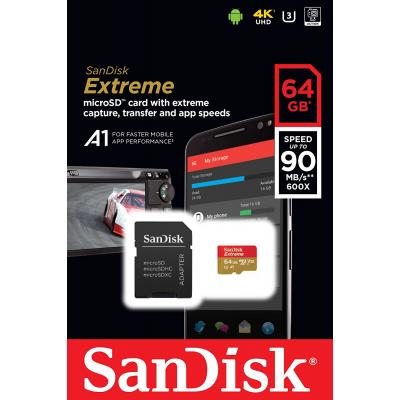 Карта пам'яті SanDisk 64GB microSDXC Class10 UHS-I V30 A1 4K (SDSQXAF-064G-GN6MA) - зображення 3