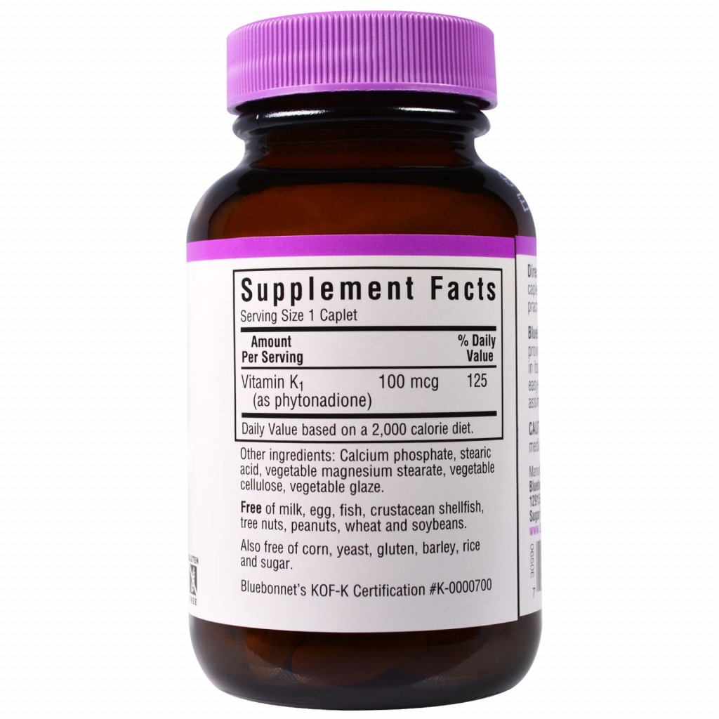 Вітамін Bluebonnet Nutrition Вітамін К1 100мкг, 100 капсул (BLB0650) - зображення 2
