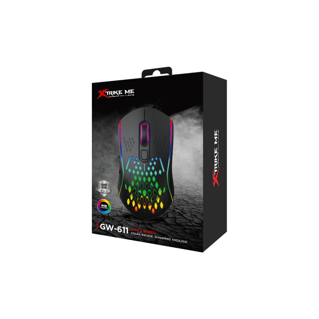 Мишка Xtrike ME GW-611 Wireless RGB Black (GW-611) - зображення 7