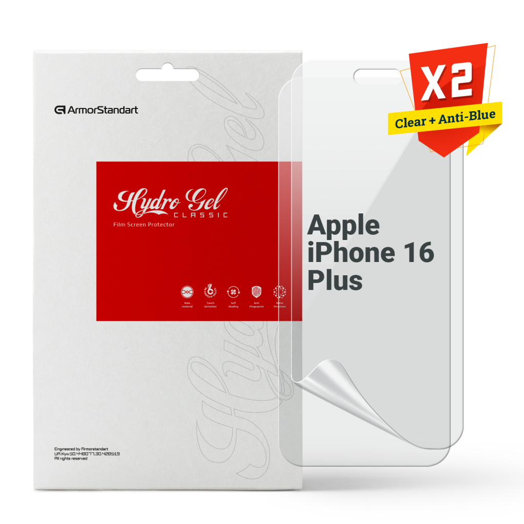Плівка захисна Armorstandart Kit Clear + Anti-Blue Apple iPhone 16 Plus (ARM80682) - зображення 1