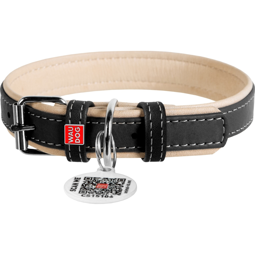 Нашийник для тварин WAUDOG Soft з QR паспортом XS Ш 15 мм Д 27-36 см чорний (7188) - зображення 1