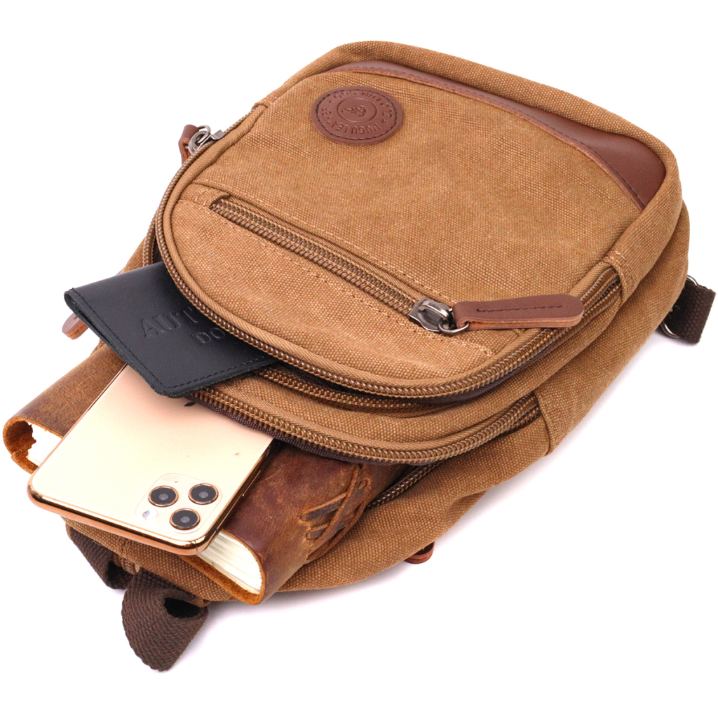 Сумка Vintage Для чоловіків через плече з ущільненою спинкою Коричнева (22177) - зображення 8