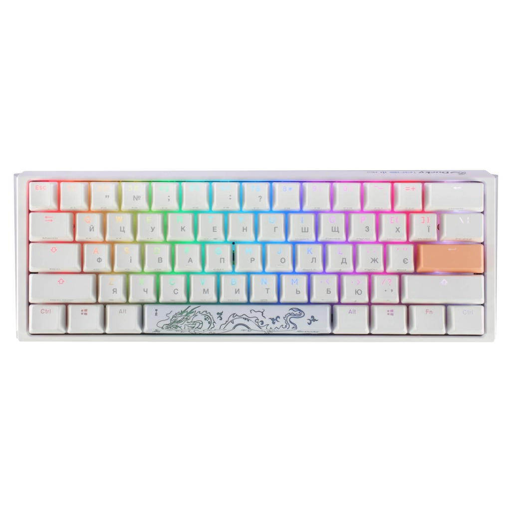 Клавіатура Ducky One 3 Mini Cherry MX Silent Red RGB UA USB White (DKON2161ST-SUAPXPWWWSC1) - зображення 1