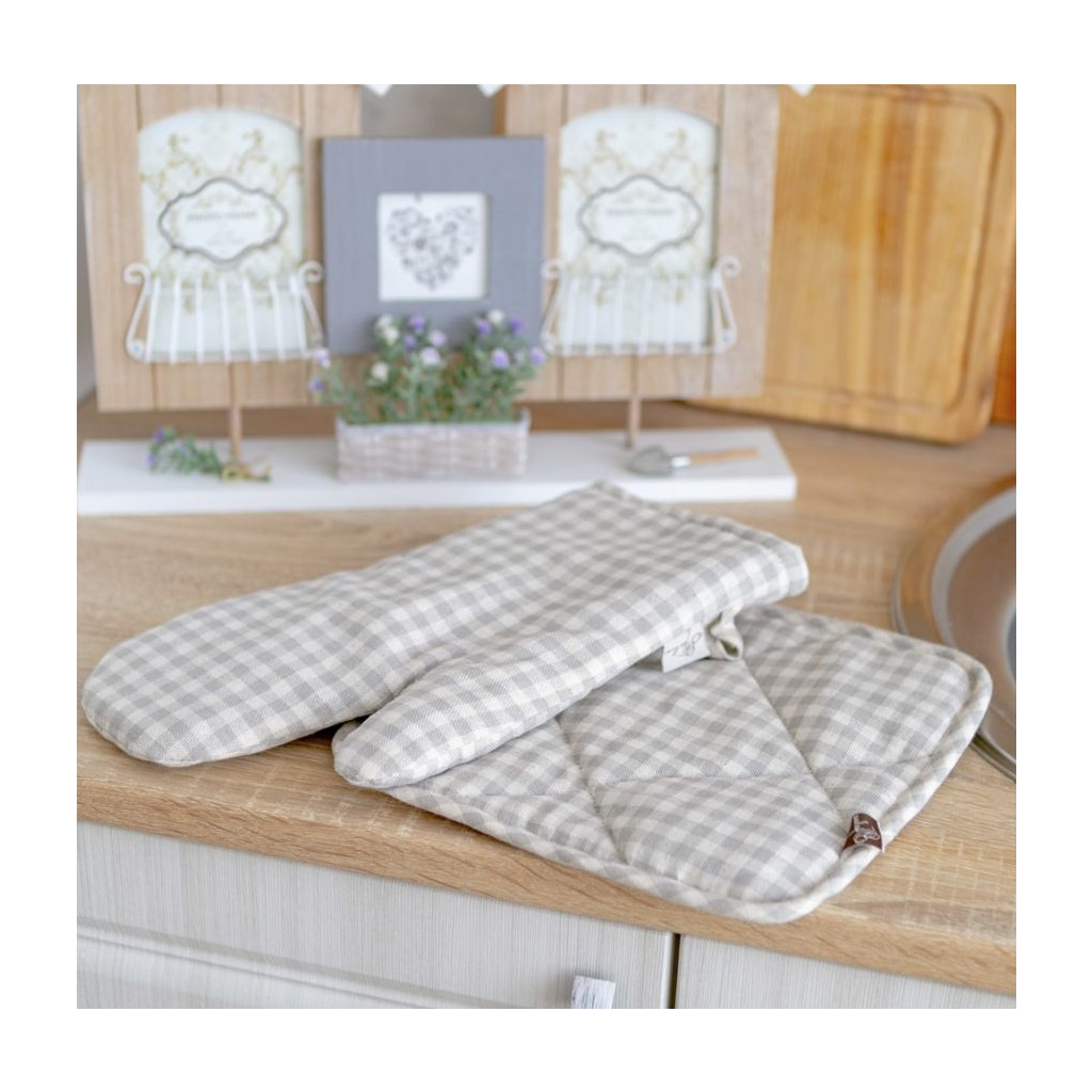 Кухонна прихватка Прованс Bella сiра клiтинка 25х25 см (4823093416765) - зображення 3